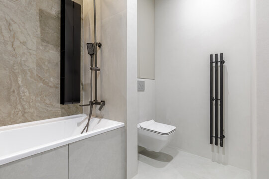 Modern Bathroom and Restroom Combined Interior View
