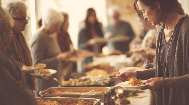 Festive buffet gathering