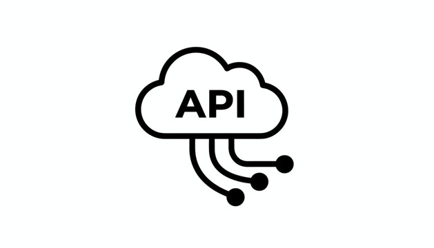 API cloud computing line art icon represents application programming interface and software connection.