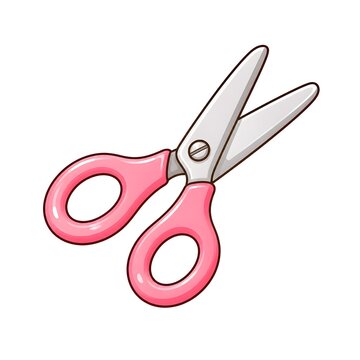 Cute Pink Scissors in Diagonal Position &ndash; Cartoon Vector Illustration