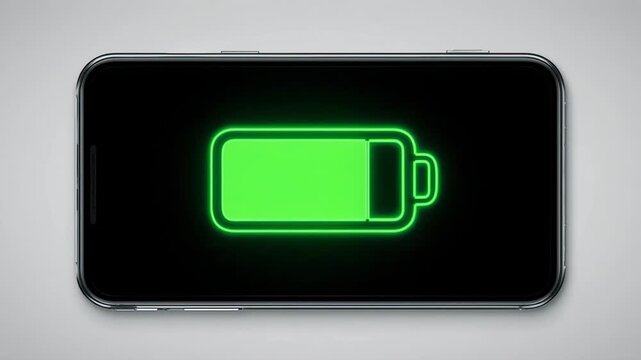 Battery Level Indicator glowing green on black screen showing progression of charge during digital display