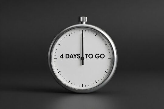 Stopwatch showing 4 days to go countdown for business deadline or promotional event launch.