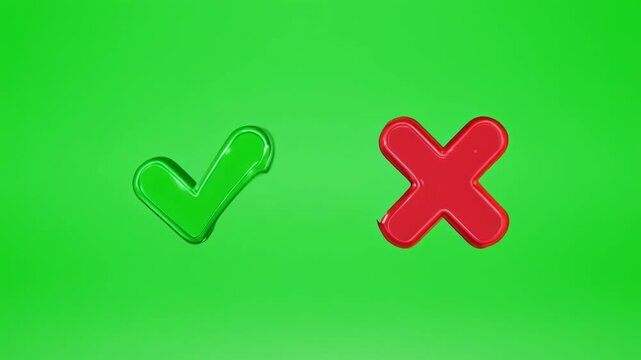 Animated green checkmark glowing with success against on neon background