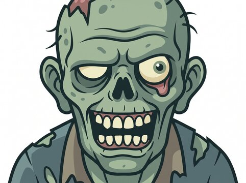 cartoon zombie with a skull