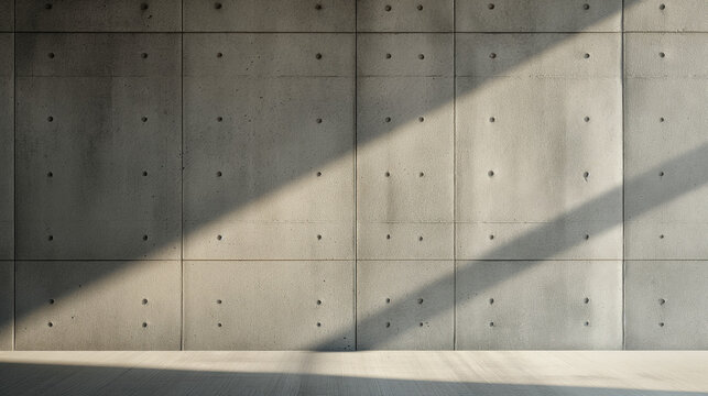 Modern Minimalist Concrete Wall with Diagonal Sunlight Shadows