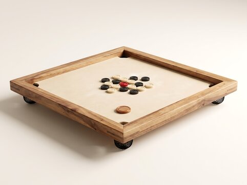 Traditional Wooden Carrom Board with Carrom Coins for Indoor Game