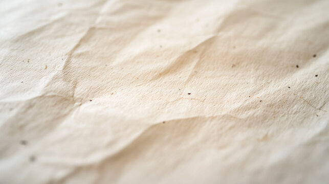 Crumpled handmade white paper texture with rough natural fiber details