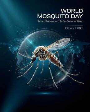 World mosquito day awareness poster with presents professional awareness detailed mosquito inside