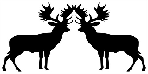 Naklejka premium A silhouette of a reindeer on white background