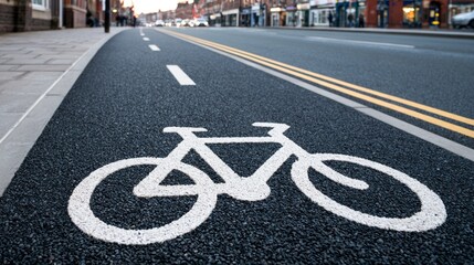 Obraz premium Gentle Cycle Track with Clear Road Markings for Inclusive Biking Safety and Visibility in Urban Environment