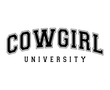 Cowgirl university svg cut file. Isolated vector illustration.