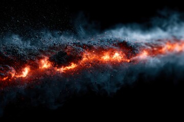 Fototapeta premium Hot fiery ground cracks with ash overlay