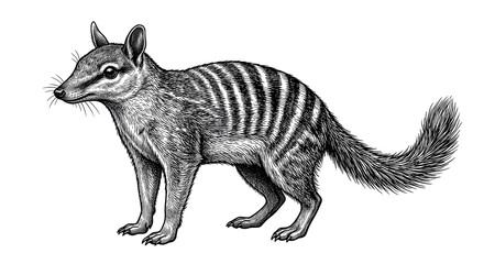 Fototapeta premium Detailed vintage engraving style illustration of a striped numbat marsupial 