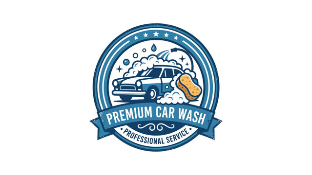 Premium Car Wash Professional Service Badge Emblem