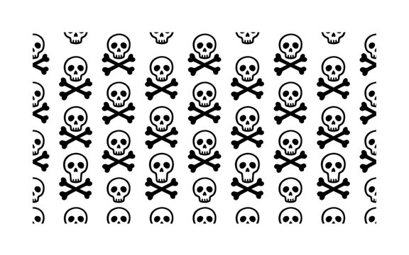 Seamless pattern with black and white skulls and crossbones for halloween or gothic style backgrounds