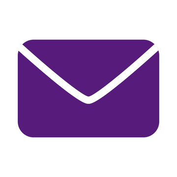 Purple envelope icon representing email communication and digital messaging services design transparent background