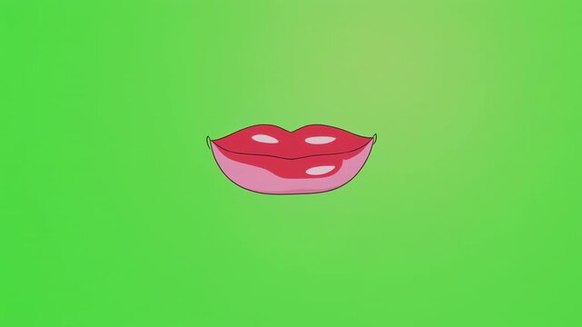 Animated Lips Speaking Different Phrases with Green Screen Background and Clean Background