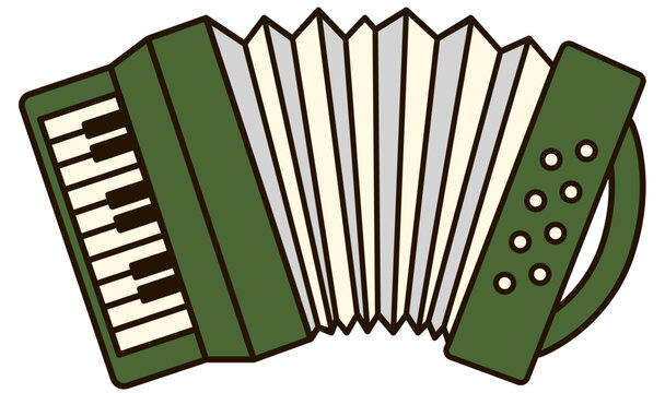 Traditional Green Accordion Musical Instrument