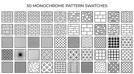 Fototapeta premium Monochrome Pattern Swatches Collection.