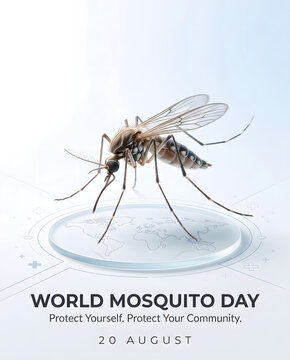 World mosquito day awareness poster concept with global disease prevention theme