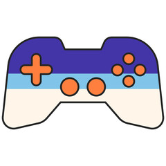 Flat style icon illustration of a colorful game controller gamepad isolated on transparent background. Colorful graphic design element clip art for gaming esports assets. © Ageng Arifian