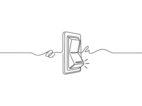 Simple line drawing of a light switch symbol with simple wavy line detail