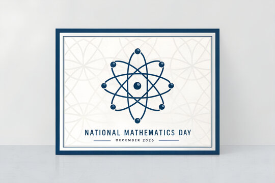 National mathematics day academic graphic design with atom science symbol