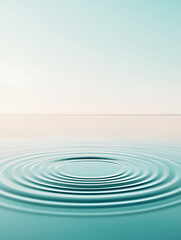 Fototapeta premium Calm water surface with gentle ripples spreading outwards from a central point