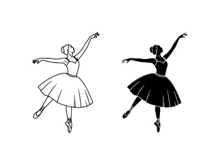 Ballet Dancer Silhouettes, Elegant Pose Vector Art, Classical Dance Figures, Performance Graphics © Mou