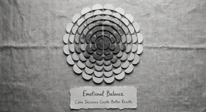 Symmetrical Circular Pattern of Ceramic Semicircles Representing Emotional Balance and Calm Decision Making