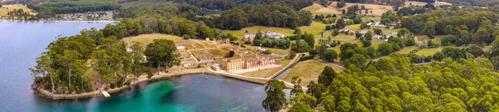 D Tas Port Arthur bay mid trees pan