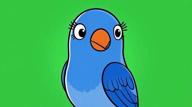Bluebird expressing emotions with different facial expressions on a green screen background