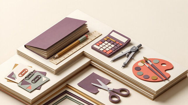 Tactile Paper Cut Back to School Learning Illustration