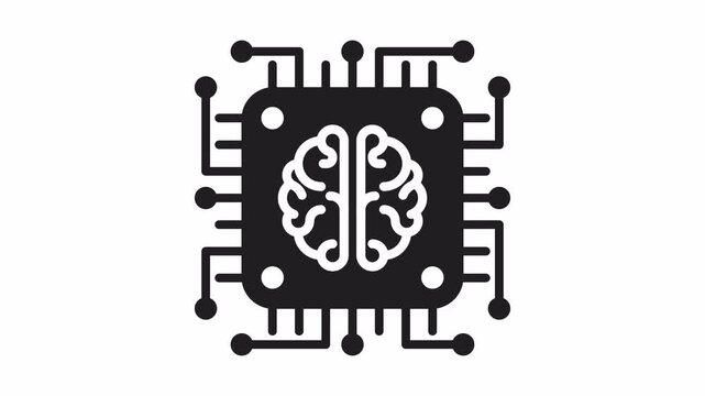 Artificial intelligence AI, chip brain technology, core. Alpha channel