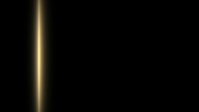 A horizontal golden laser light crossing the frame from one side to another side.
