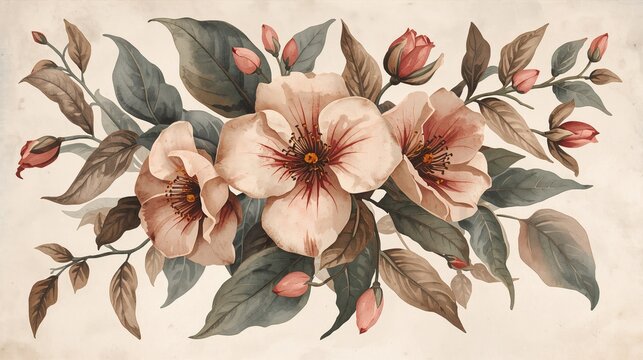 Vintage Style Watercolor Floral Background