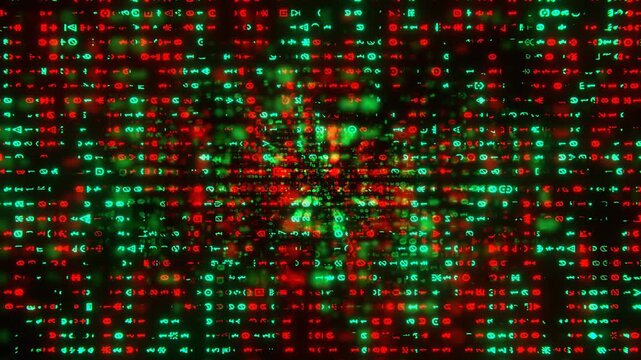 Red and Turquoise Neon Alien Code Background VJ Loop in 4K