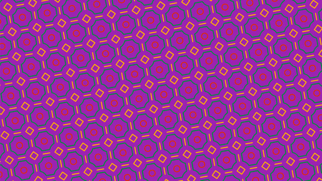Geometric Pattern With Purple Octagons and Colorful Shapes