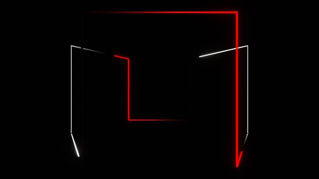 Red and White Neon Cyber Face Background VJ Loop in 4K