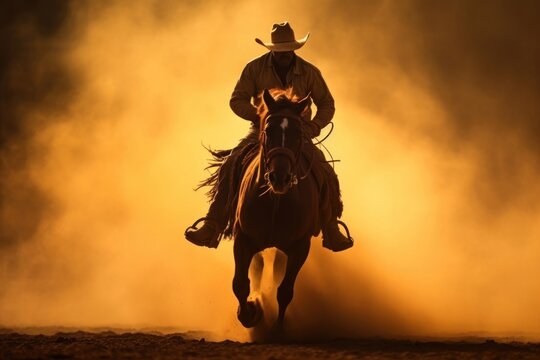Cowboy riding bucking horse recreation clothing apparel.