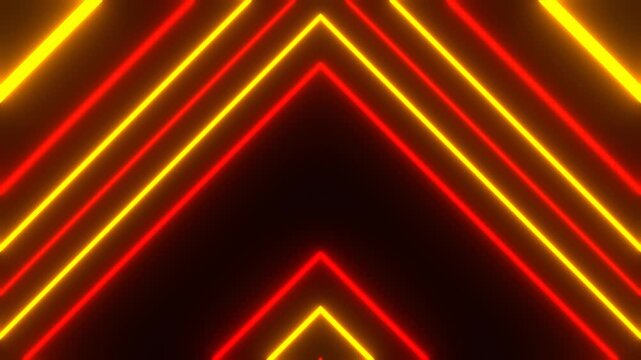 Red and Yellow Neon Rays Triangular Movement Background VJ Loop in 4K