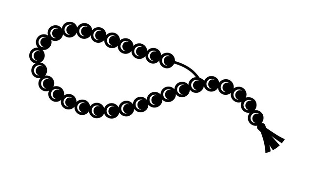 Black prayer beads icon for religious meditation