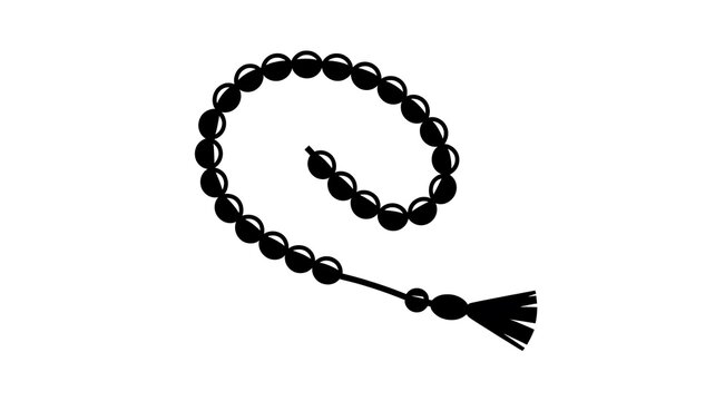 Black prayer beads with tassel icon