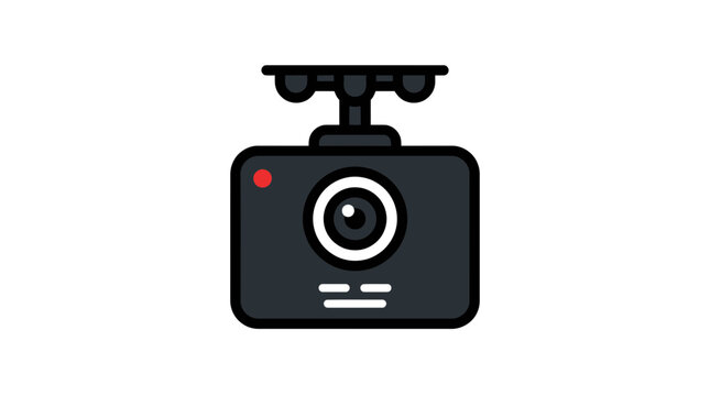 Digital dash cam icon displaying sleek flat vector design for modern automotive safety and monitoring systems