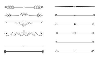 Decorative Ornamental Text Dividers and Flourish Separators Set © md