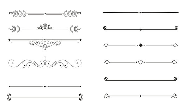 Decorative Ornamental Text Dividers and Flourish Separators Set