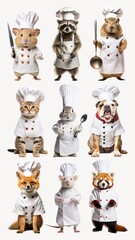 Naklejka premium animal wear chef costume character element set
