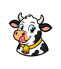 Naklejka premium Cartoon Cow Licking Lips Illustration