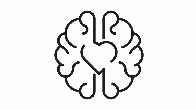 Rational love, line brain heart. Alpha channel