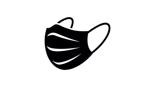 Black medical face mask icon for virus protection